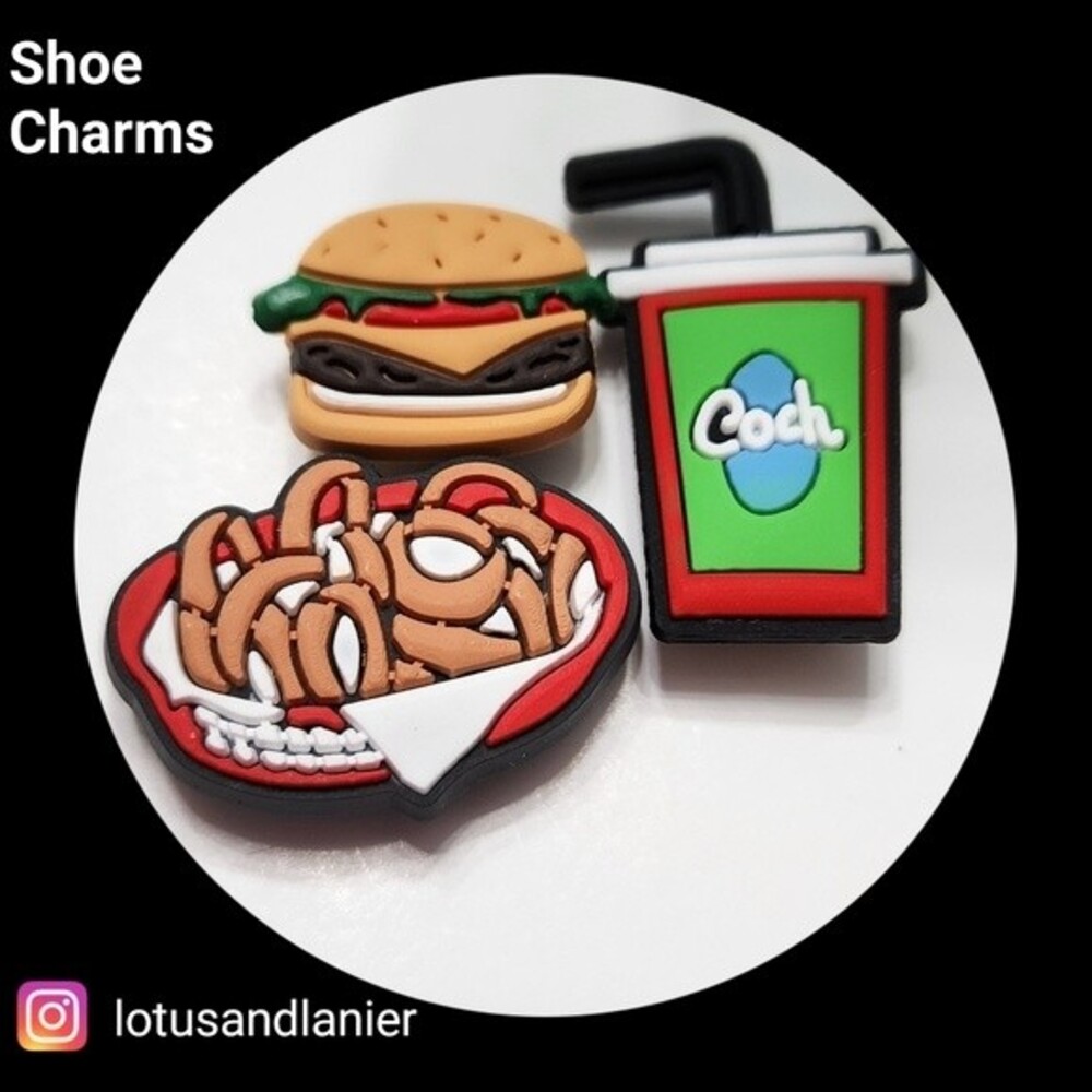 Shoe Charms  "Hamburger Combo" Set of 3